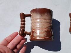 Vintage Set of 2 Frankoma Plainsman Brown C3 Coffee Tea Cups Mugs