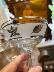 Vintage Libby Silver Leaf Decorated Champagne Coupe Glasses (7)