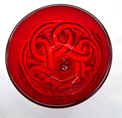 L.G. Wright by Fenton Double Wedding Ring Ruby Stemmed Glass Water Goblet 8oz
