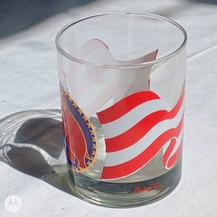 Vintage USA Apollo Stars Stripes Cocktail Drinking Glasses Barware Moon Lot Of 3