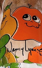 2 Vintage 70’s Nancy Lynn Signed Smiling Happy Fruit 5.5″ Drinking Glass Tumbler