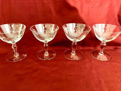 Glastonbury-Lotus Etched Pinecone and Needles Sherbets Set of 4