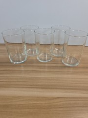 See Of 5 Vintage Juice Glasses Cylinder Clear Plain 3.5”