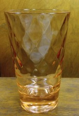 VINTAGE Jeanette Glass Chantilly Pink Diamond & Ribbed Optic Juice Glass Tumbler