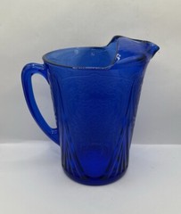 Hazel Atlas Cobalt Blue Depression Glass Royal Lace Water Drinks Barware Ice Lip
