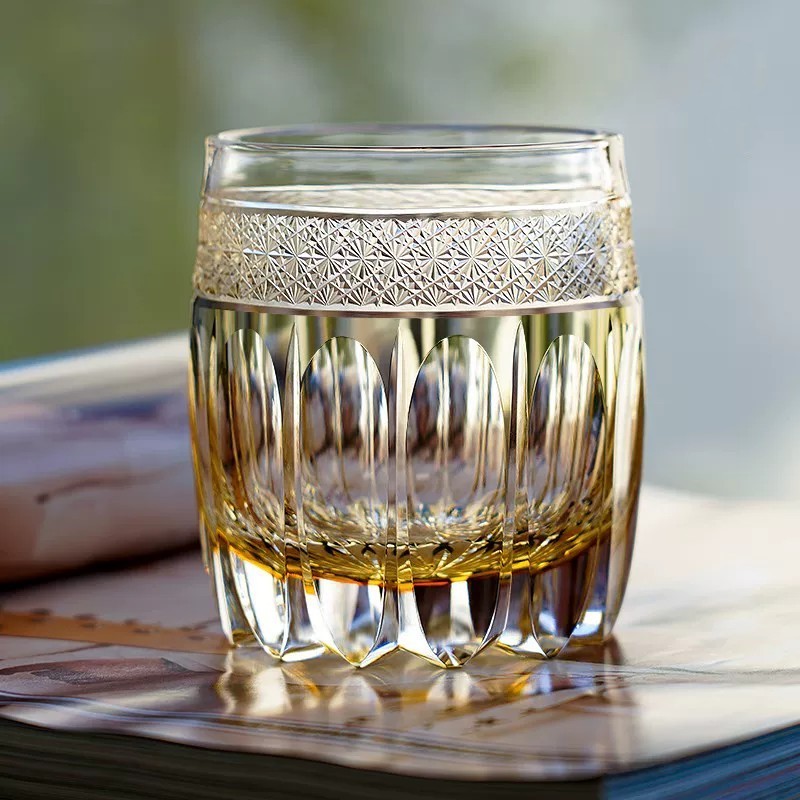 Lead-free Hand Cut Crystal Whiskey Glass 11oz Edo Kiriko Gift Tumbler