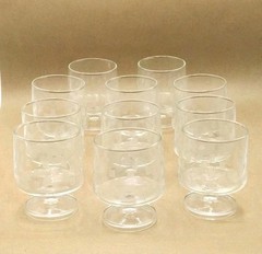 Set Of 11 Vintage Anchor Hocking Cubist 4 Inch Footed Tumbler Glasses