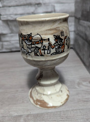 Lauren Vintage 6″ Egyptian Art Stoneware Ceramic Goblet Figurine Cup Mug Decor