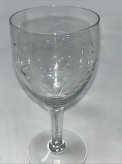 4 Vtg Etched Stemmed Wine/ Cordial Glasses Grapes & Vine Pattern Crystal Glass