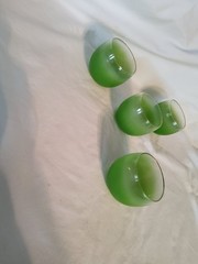 West Virginia Glass 4 Blendo Green Roly Poly Glasses Low Ball (4) Vintage