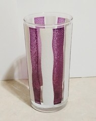 Mid Century Libbey High Ball Cocktail Tumbler Glasses Retro Mod Awning Stripe