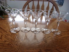 Cocktail Carlton Etched Blown Dots – Set of 5 Glasses