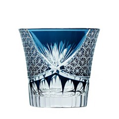 Ink Blue Edo Kiriko Crystal Bohemian Hand Cut Cased Whiskey Glass 220ml/8oz 1pc