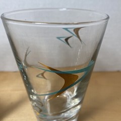 Vintage MCM Cocktail Drinking Glasses Atomic Design Gold Turquoise Set 5