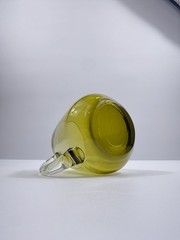 Set 10 Kumela Riihimaki Finland Olive Green Art Glass Mugs Sirkku Kumela MCM