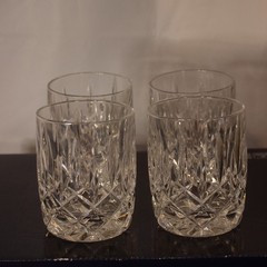 Cut Crystal Whiskey Glasses – Heavy 8 oz Tumblers – Set of 4 – Vintage Barware