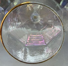Set of 4 Hammer Pattern Pearl Luster 9.24” Wine / Water Goblet Crystal