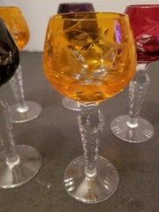 Vintage Bohemian Czech Cut To Clear Crystal Goblets Set OF- 5. 5.5″tall