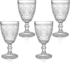 Clear Glass Goblets, Drinking Goblets Stemmed Water Glasses for Iced Tea Wine J