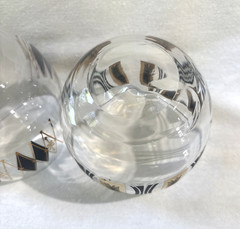 4~3+1~VTG~Federal Rocks Glasses Roly Poly Black + 22k Gold Atomic Starburst MCM