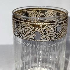 CULVER Starlyte 3 Highball Cocktail Glam Glasses Ornate 22K Gold Bands MCM VTG