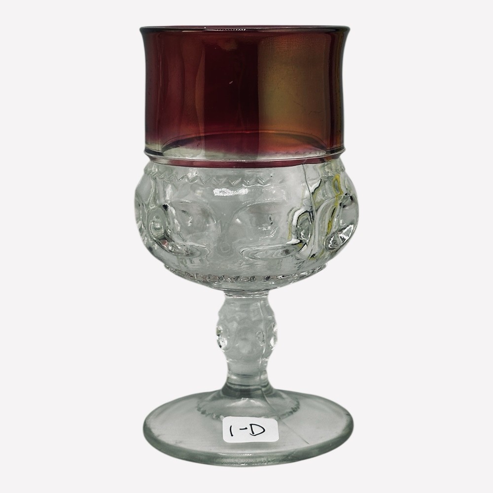Vtg. Indiana Glass Co Kings Crown Ruby Flash Thumbprint 5 1/2” FREE SHIPPING