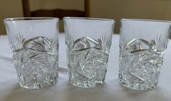 Heisey Pinwheel & Fan, Star Clear Crystal Glass Tumblers #305 Set of 3 Vtg