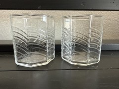 2 Dansk Summerhouse 8 Oz Tumbler Juice Glasses Geometric Barware Octagon Flat