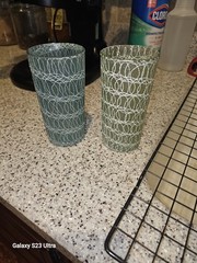 Vintage MCM Glass Tumblers SPAGHETTI STRING Mid Century Modern 12oz