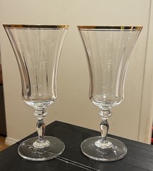 Pair Of Mikasa Jamestown Gold Trim Crystal Iced Tea Goblets