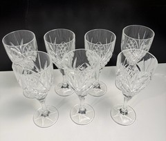 Beautiful Dublin (?) Crystal Goblets Set Of 7 Glasses. Check Photos For Style