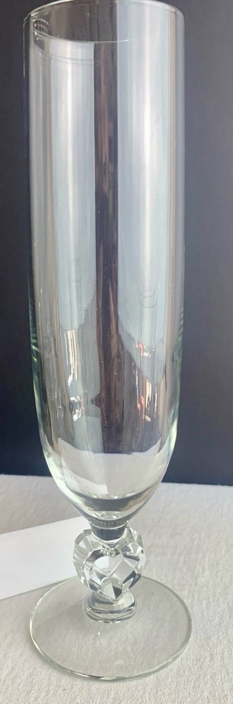 Champagne Flute Libbey Glass Romance with cut glass heart shaped stem 9″
