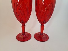 Set of 2 Waterford Brookside 8 3/8″ Red Iced Tea/Iced Beverage Water Glasses