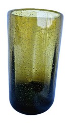 Amber Seeded Bubble Glass 5.75″ Highball Tumbler Barware Thick Bottom Rare MCM