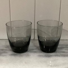 Libbey Smoke Gray Glass Tumblers, Set of 2, Vintage Weighted Bottom Glassware