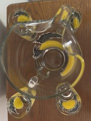 Rare Vtg Glass Pitcher & 4 Glasses 1950 Mcm Handblown Handpainted Yellow Poppies