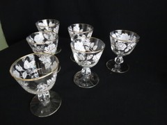 Libbey Glass Rose Bouquet (AKA Rose and Bud WDCO) Liquor Cocktail Stem 3003 EUC