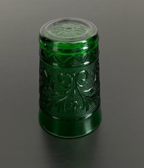 Set of 5 Vintage Anchor Hocking Sandwich Green Glass Flat Juice Tumblers 3.5″