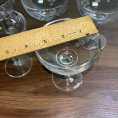 Set 5 Vintage Etched Grapevine Champagne Coupe Cocktail Crystal Glasses, 4.4”