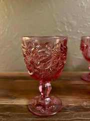 Madonna Inn Wild Rose 5 in. Wine Goblets – Set of 4 in Pink LG Wright/Fenton