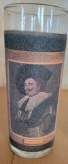 Vtg MCM Jim Beam Libbey Glasses Impressionist Artists set of 4 Frosted Black