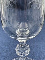 1 Bohemian Crystal Cascade Champagne Flute Etched Swag Knob Stem & Panel Base