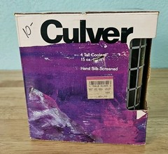 4 Culver Silver Mirrored Plaid Mosaic High Ball Glasses MidCentury6.25T In Box