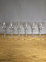 6 Vtg Glastonbury Lotus Hostess Pattern 6” Wine Cordial Stems -Gorgeous -Rare!