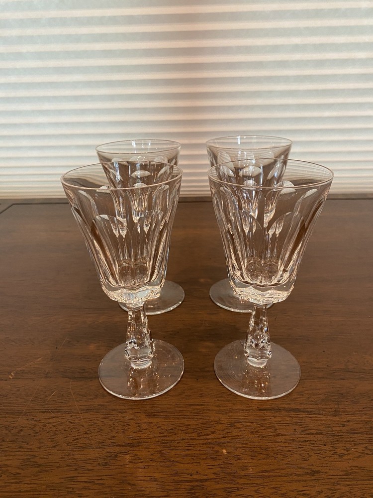 STUNNING VTG SET(4) WATERFORD Crystal GLENCREE Claret Wine Glasses SIGNED 6″H