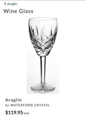 Vintage Set 2 WATERFORD CRYSTAL Araglin 6 oz. Wine Glasses 7-1/8” Gothic IRELAND