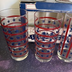 Americana Stars & Stripes Flag Glasses by Williams-Sonoma, Set of 6 –15oz 4July