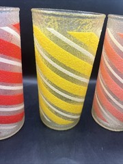 Rubber Coated Candy Striped Tumblers MCM Vtg ~ Set Of 6