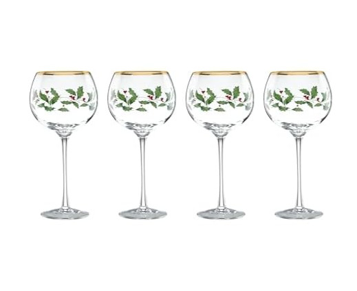 Lenox Christmas Holiday 4-Piece Wine Glass Set – NIB