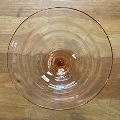 Vintage Block Optic Pink Depression Glass Sherbert/Champagne Glass 3 Tiny Chips